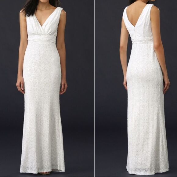 NWT Badgley Mischka Belle Bridal Gown Formal Wedding Dress White Sequins 6 NEW - Picture 1 of 16